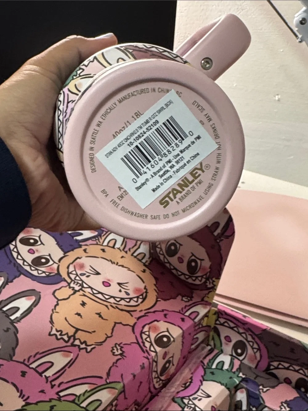 Stanley Pink LoveShackFancy Labubu Monsters NIB tumbler w dust bag, straw, box.